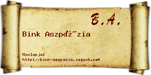 Bink Aszpázia névjegykártya